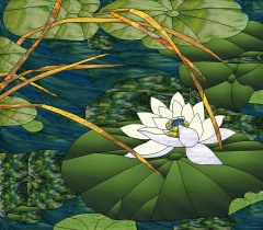 Stained Glass Pattern Lotus Blossom Pond
