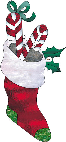 Free Monthly Stained Glass Pattern December 2019 "Christmas Stocking" - 9" x 20"