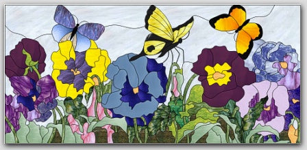July 2017 Free Monthly Stained Glass Pattern is Posted – "Summer" Pansies & Butterflies
