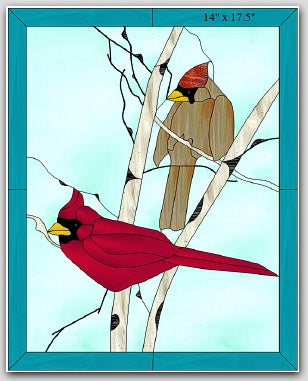 January 2018 Free Monthly Stained Glass Pattern is Posted –  "Cardinals in Winter" or "Lord & Lady Cardinal"
