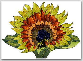 July-August Free Monthly Stained Glass Sunflower Pattern is Posted - Fan Lamp