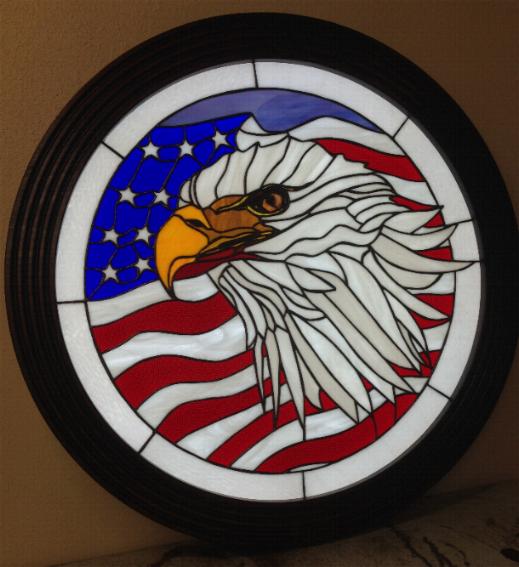 Happy Independence Day! Magnificent Eagle & Flag Stained Glass Panel - Vic Gordon