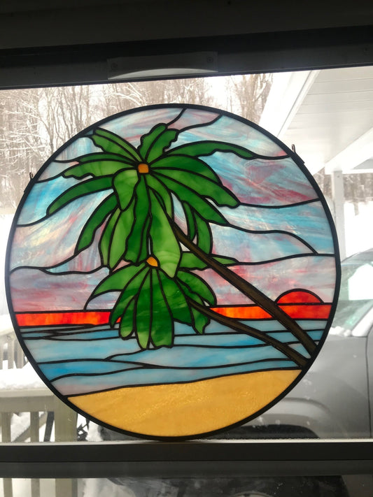 stained glass Palm Trees window