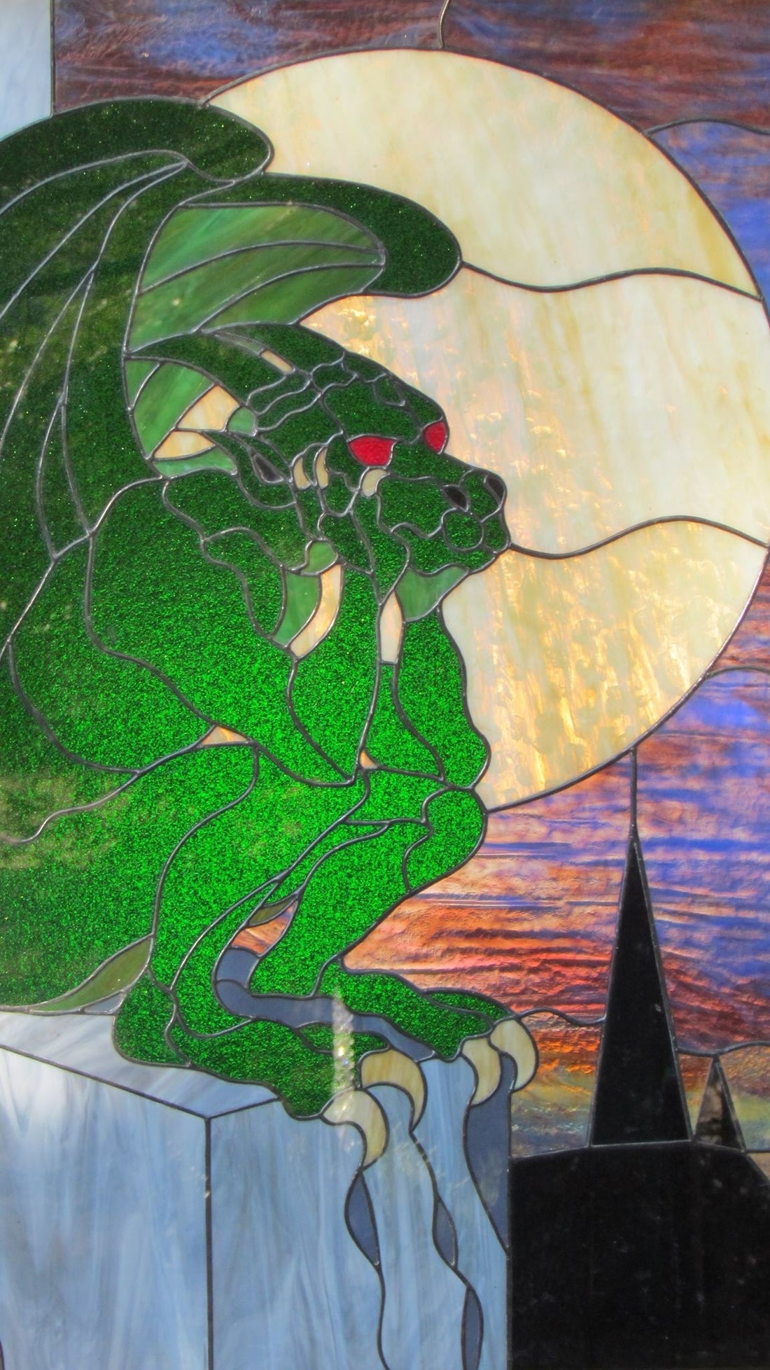 Gargoyle - Fantasy Stained Glass Panel by Lynn Mikulecky
