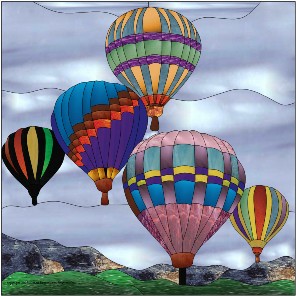 Hot Air Balloons Downloadable Individual Stained Glass Pattern