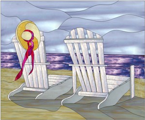 "Summer Solstice" Beach Scene Stained Glass Pattern Downloadable