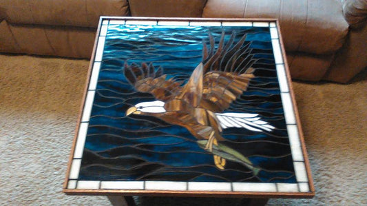 Stunning Eagle Stained Glass Mosaic Table Top - Emma Roberts Did a Great Job!