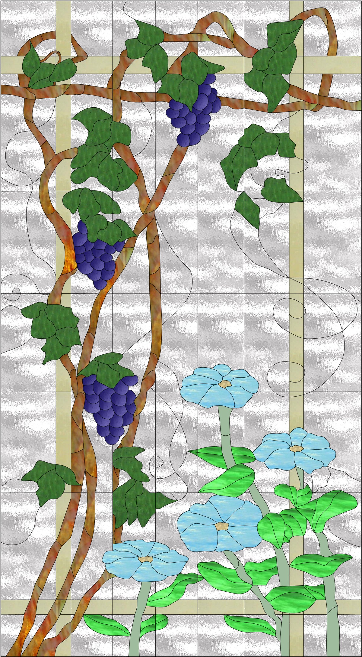 Grape Arbor grape vine stained glass pattern by Paned Expressions Studios