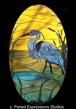 Blue Heron Stained Glass