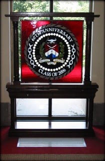 stained glass window-US War College display