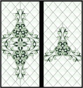 Stained Glass Cabinet Door Pattern Diamonds 'n Scrolls