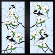 Stained Glass Cabinet Door Pattern Chickadees In Dogwood