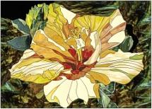 stained glass yellow hibiscus