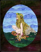 Stained Glass Pattern Pouting Wood Fairy
