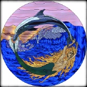 Stained Glass Pattern Mermaid Dolphin Waltz