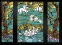 Stained Glass Pattern Unicorn Family