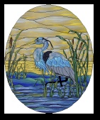 Stained Glass Pattern Great Blue Heron