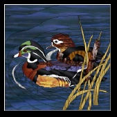 Stained Glass Pattern Wood Ducks