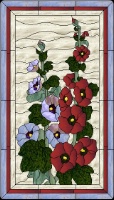 Stained Glass Pattern Hollyhocks