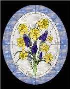 Stained Glass Pattern Daffodils and Grape Hyacinth