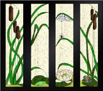 Stained Glass Pattern Swamp Lily Shutters
