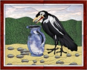 Stained Glass Pattern The Crow and the Pitcher