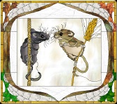 Stained Glass Pattern Country Mouse and City Mouse