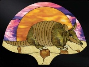 Stained Glass Pattern Armadillo Sunset