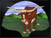 Stained Glass Pattern Texas Longhorn