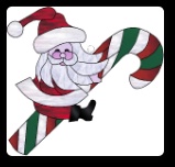 Stained Glass Pattern Santa Candy Cane