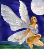 Stained Glass Pattern Moon Fairy