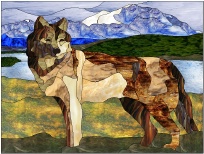 Stained Glass Pattern Tundra Wolf