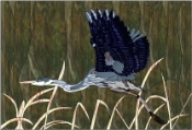 Stained Glass Pattern Heron Take-off