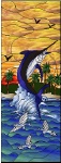 Stained Glass Pattern Marlin and Flying Fish