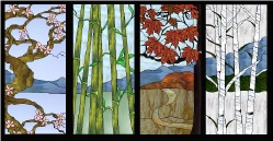 Stained Glass Pattern 4 Panel SeasonsScene