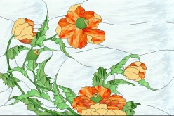 Stained Glass Pattern Poppies