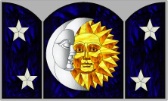 Stained Glass Pattern Moon and Sun