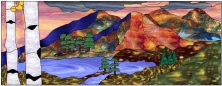 Stained Glass Pattern Mountain Lake