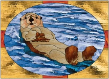 Stained Glass Pattern Sea Otter
